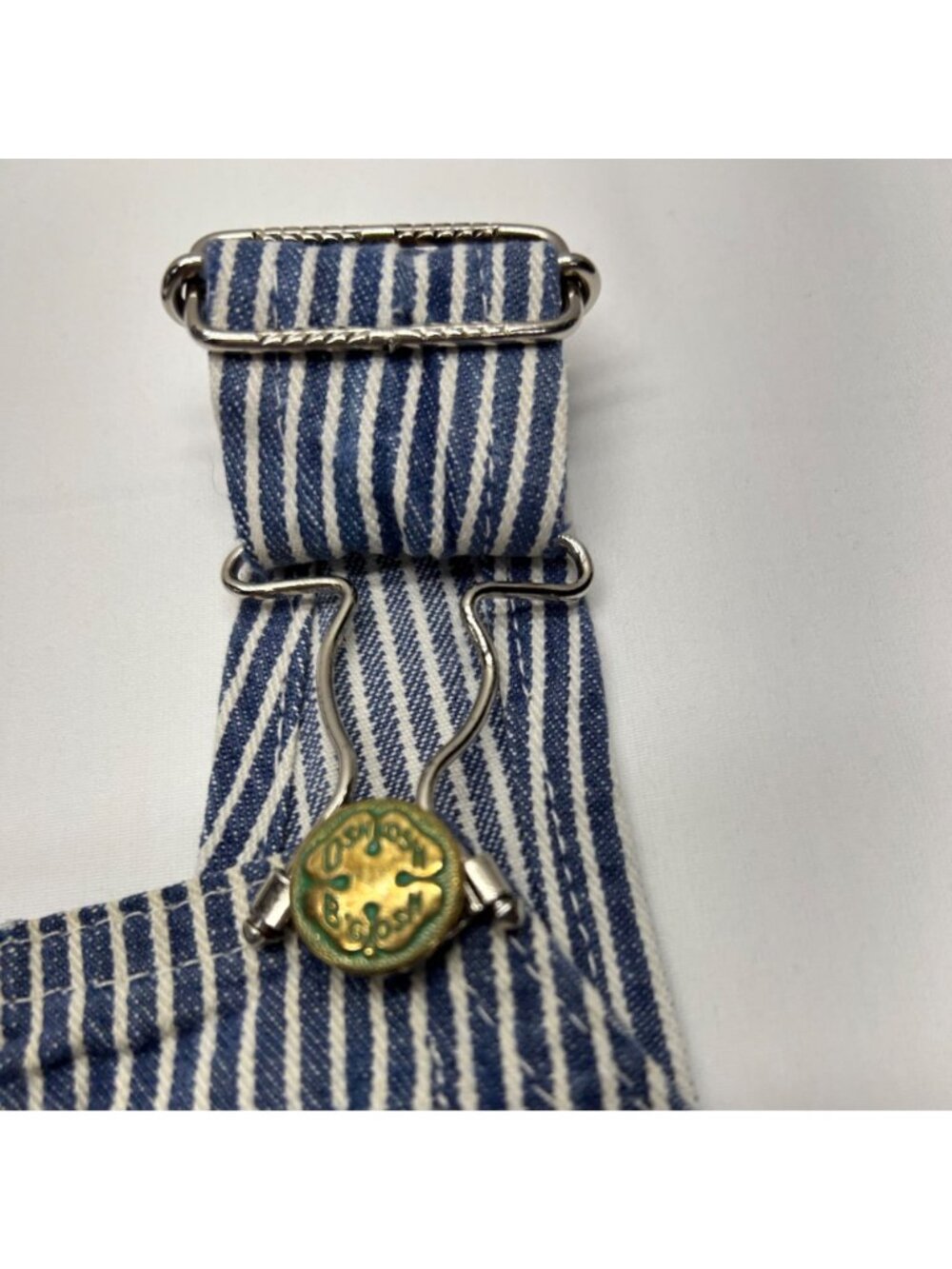 Vintage OshKosh BGosh Sanforized Blue & White Striped Overalls Adjustable Straps - Picture 3 of 16